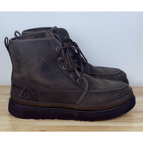 UGG NEUMEL HIGH MOC WEATHER WP BROWN LEATHER WOOL ANKLE BOOTS MEN US 13 - Picture 1 of 11